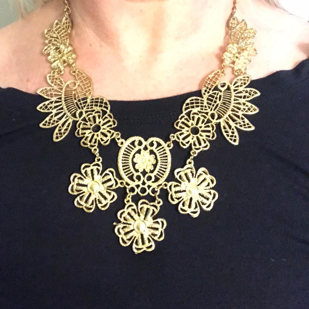 Gold filigree necklace.